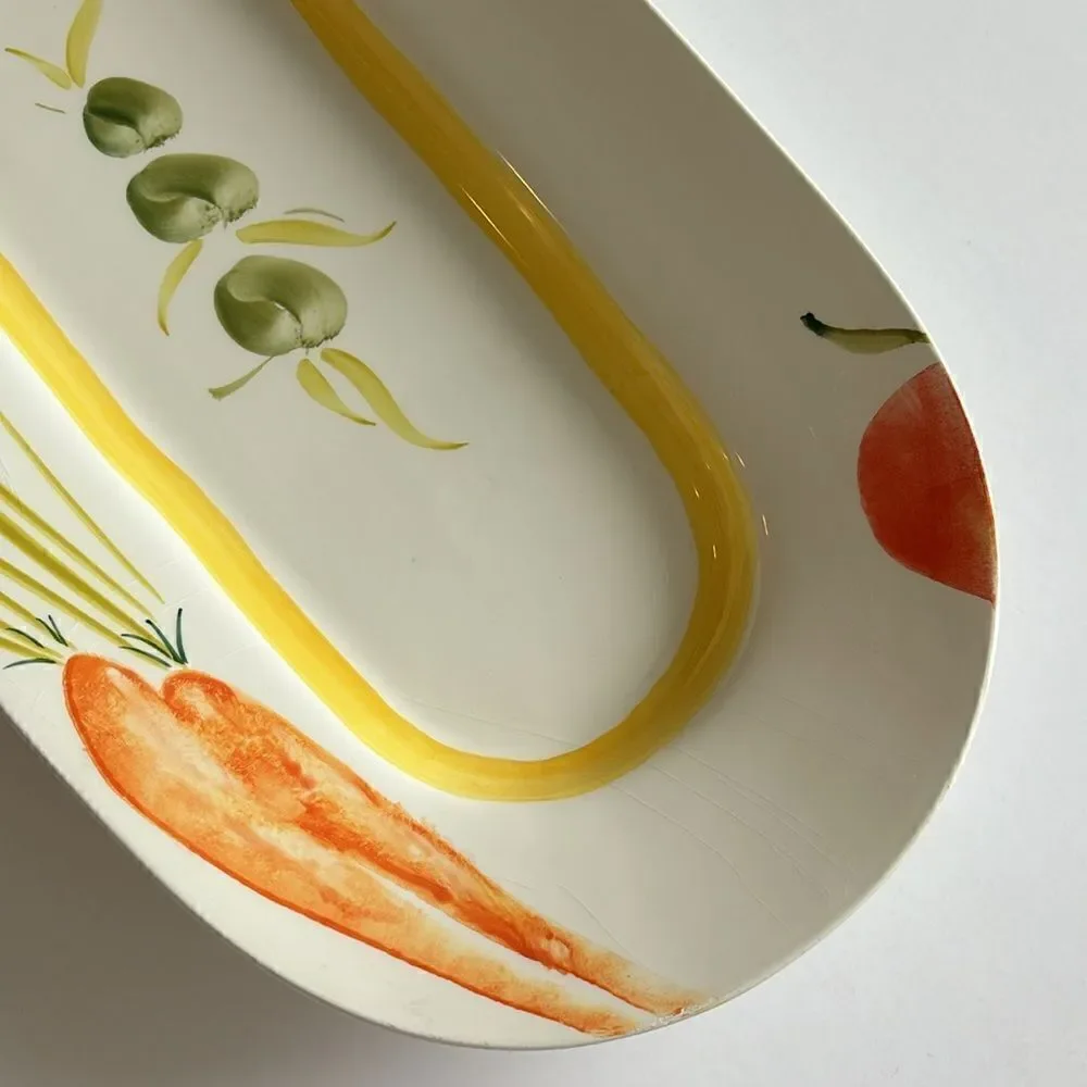Crate and Barrel Judith Mosse Kruger 17” Oval Platter Vegetable Pattern Italy